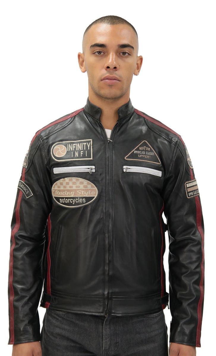 Vintage Racing Leder-Bikerjacke