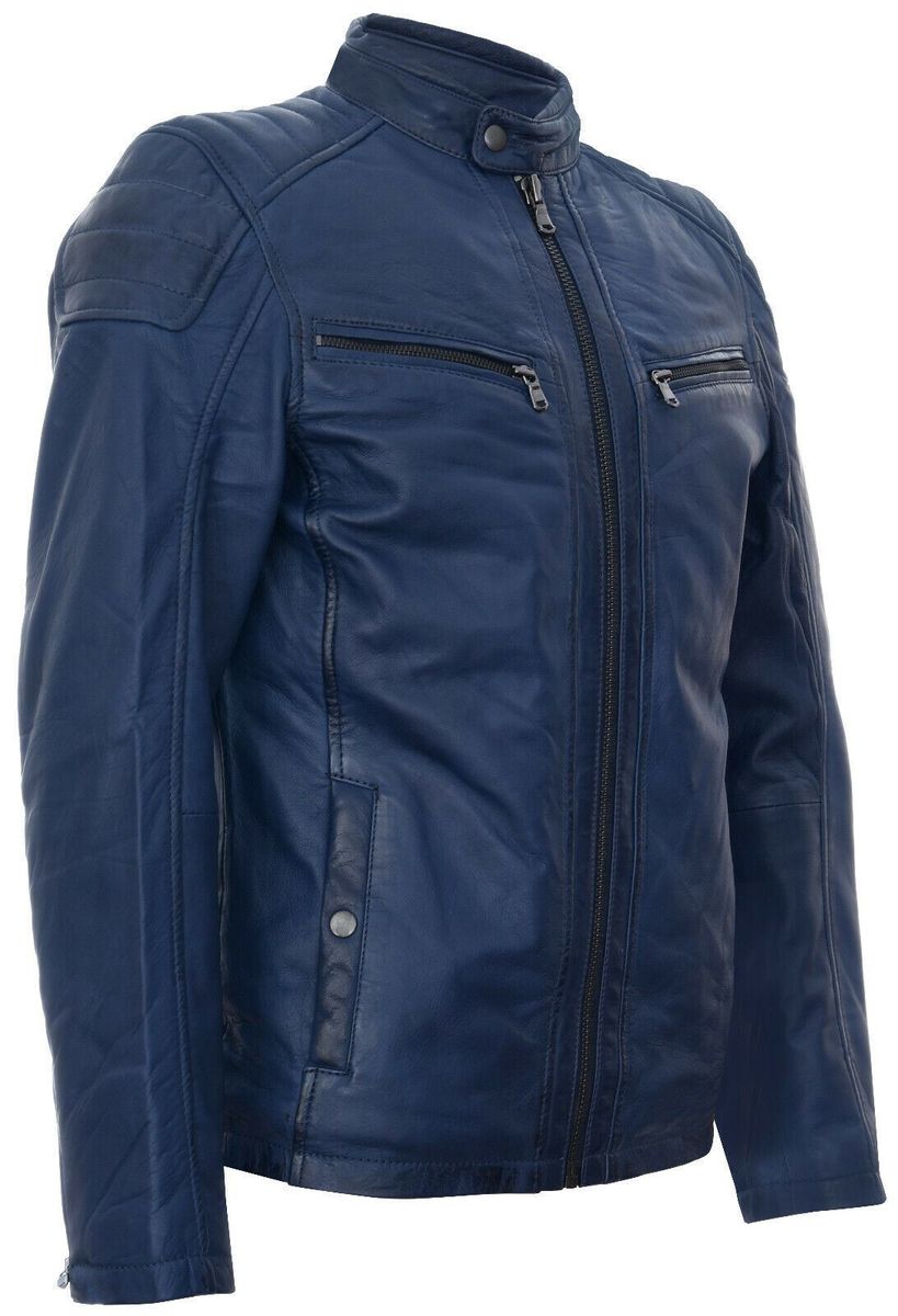 Gesteppte Rennsport-Lederjacke im Vintage-Stil