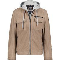 Nubuklederjacke mit abnehmbarer Kapuze