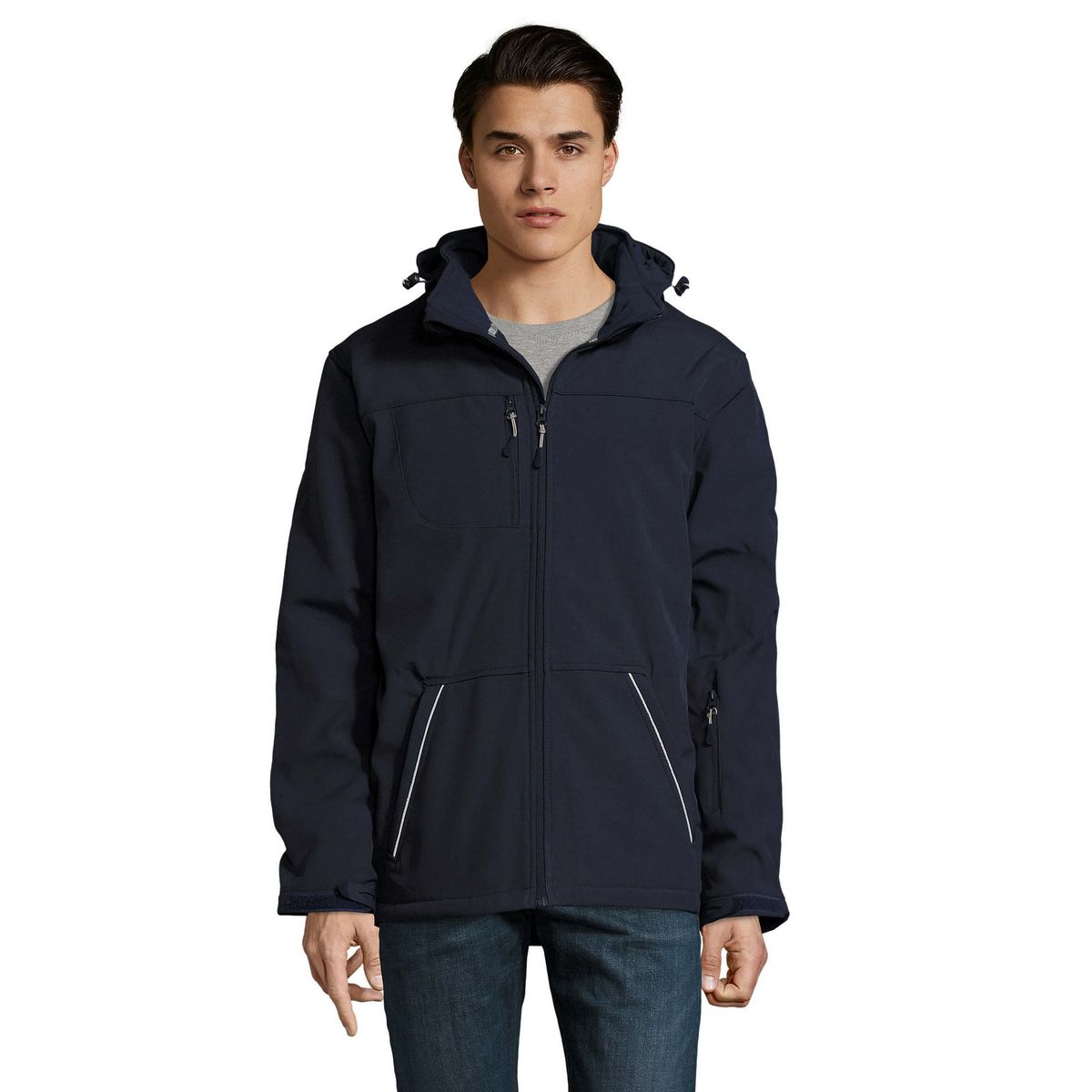 Wattierte Softshell-Kapuzenjacke