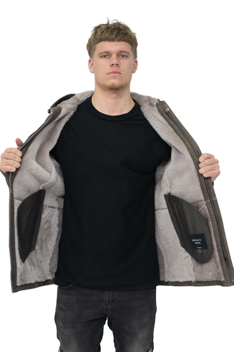 Lammfell-Parka mit Kapuze