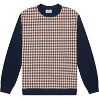 Rundhalsshirt mit Karomuster-Einsatz