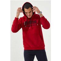 Fleece-Kapuzenpullover mit Grafikprint