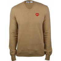 V-Ausschnitt-Wollpullover mit Herz