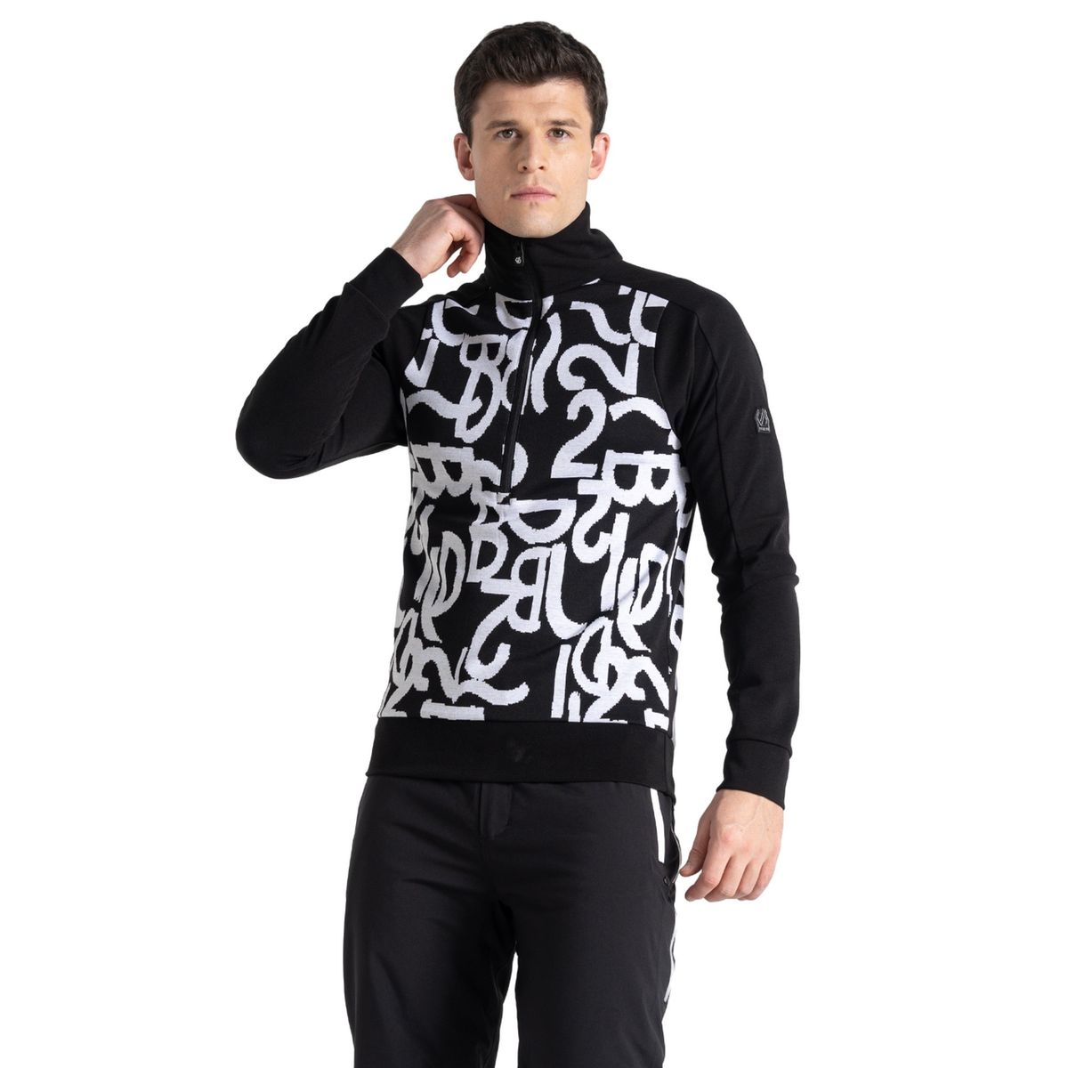 Grafik-Sweatshirt mit halbem Reißverschluss