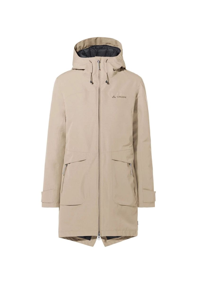 Wasserdichter beiger Longline Parka mit Kapuze