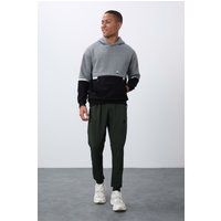 Fleece-Hoodie im Farbblock-Design