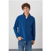Plüsch-Fleece-Pullover mit Halbreißverschluss