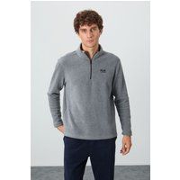 Plüsch-Fleece-Pullover mit halbem Reißverschluss