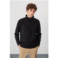 Plüsch-Sweatshirt mit halbem Reißverschluss