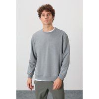 Klassisches Fleece-Sweatshirt mit Rundhalsausschnitt