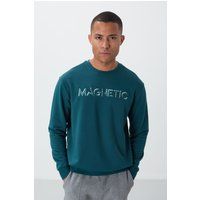 Besticktes Sweatshirt mit Rundhalsausschnitt
