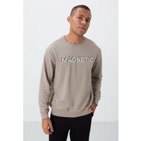 Sweatshirt mit Grafik-Textstickerei und Rundhalsausschnitt