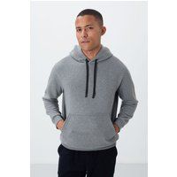 Klassischer Fleece-Kapuzenpullover mit Kordelzug