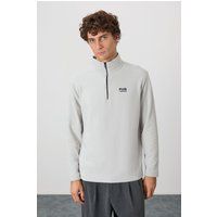 Plüsch-Pullover mit halbem Reißverschluss