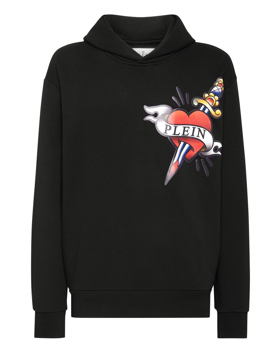 Hoodie mit Herz-Tattoo-Grafik
