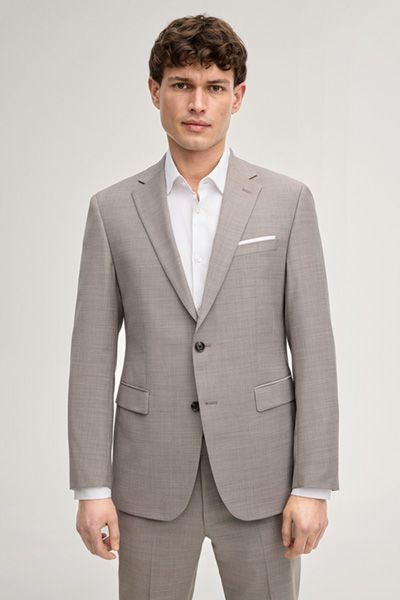 Beige melierte Sakko aus Wollmischung