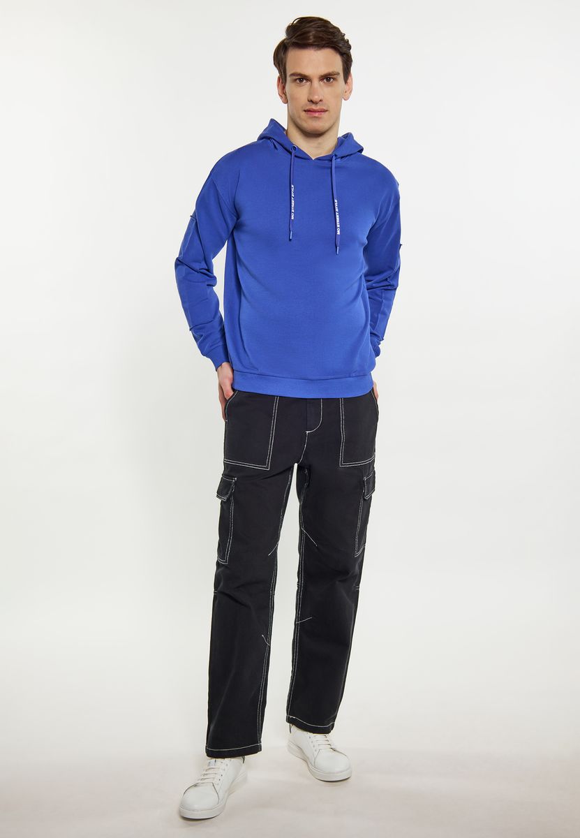 Hoodie mit überschnittenen Schultern und Slogan-Kordeln