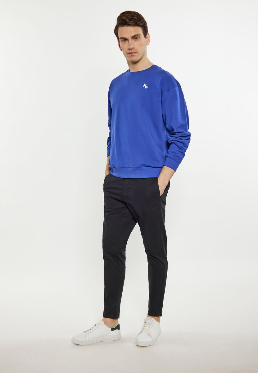 Besticktes Sweatshirt mit Rundhalsausschnitt
