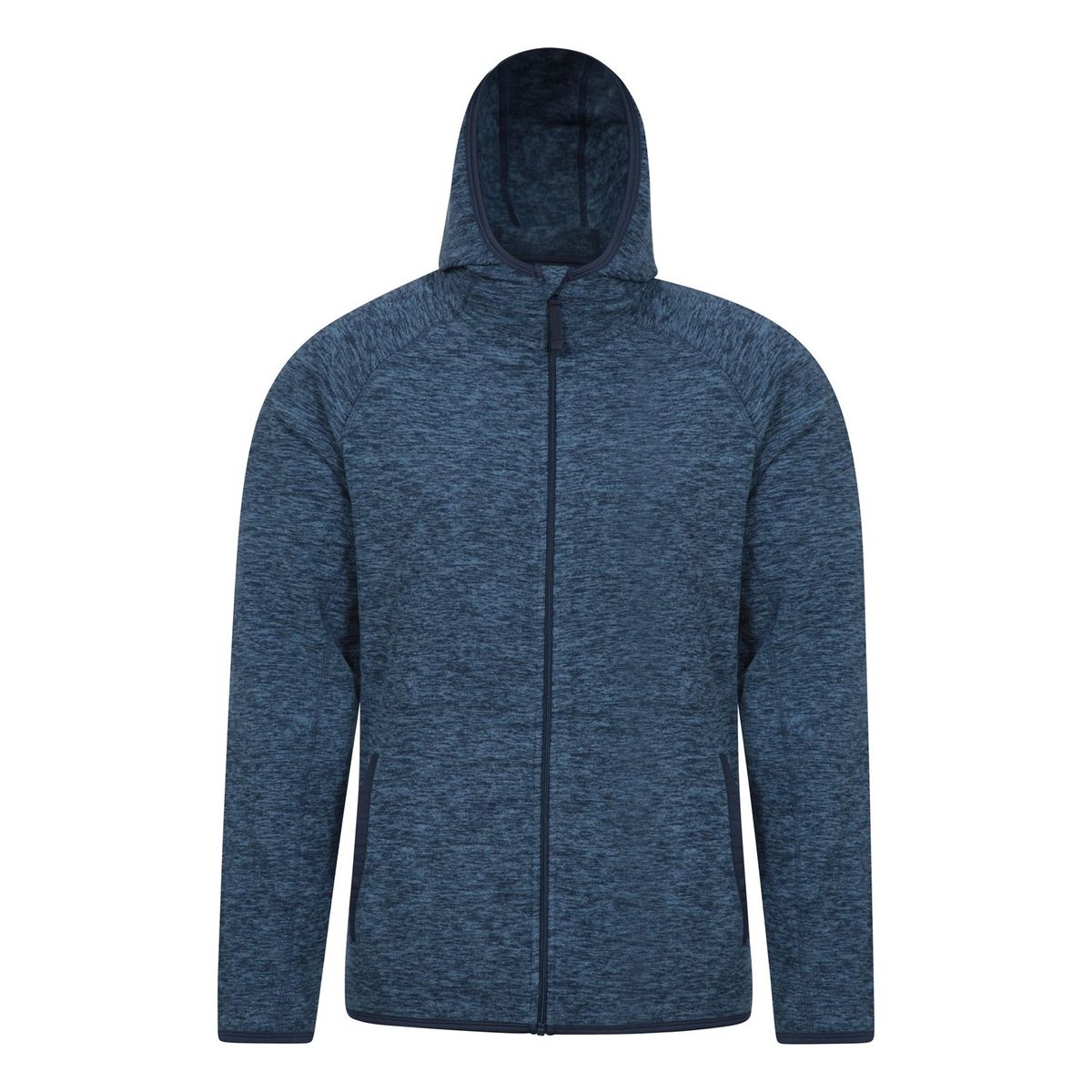 Melange-Fleecejacke mit Kapuze