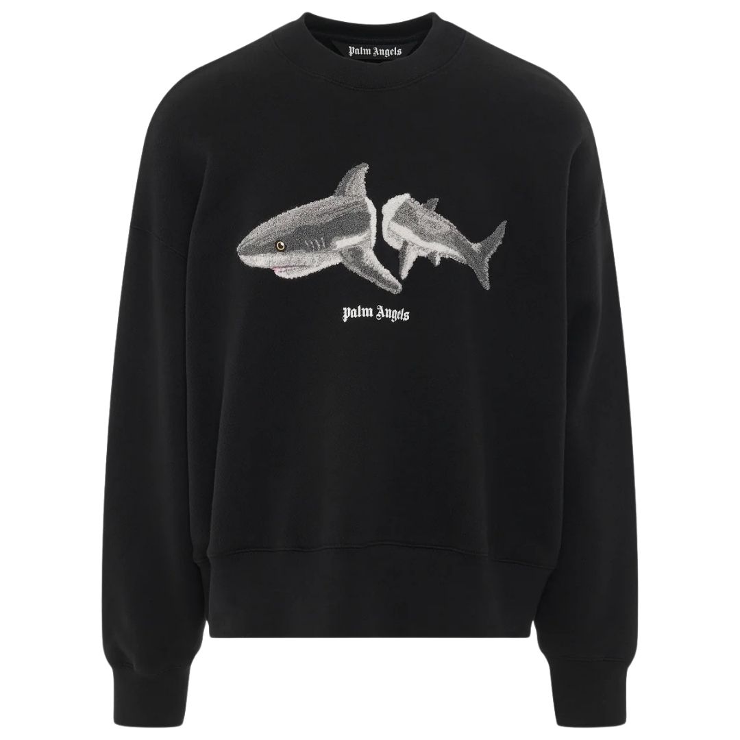 Baumwoll-Sweatshirt mit Hai-Grafik