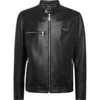 Minimalistische Leder-Bikerjacke