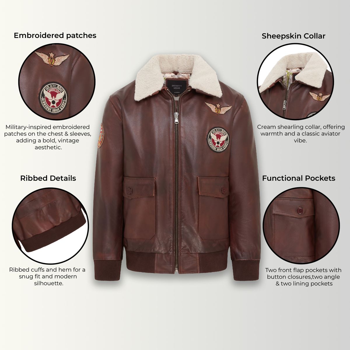 Vintage Flieger Leder Bomberjacke