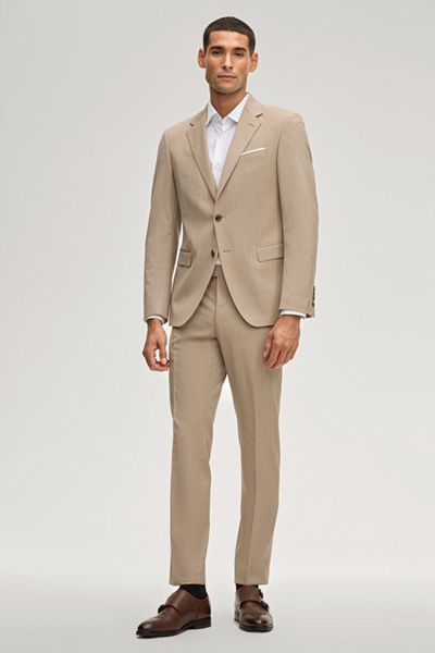 Blayr Anzughose in Beige Wollstretch Slim Fit