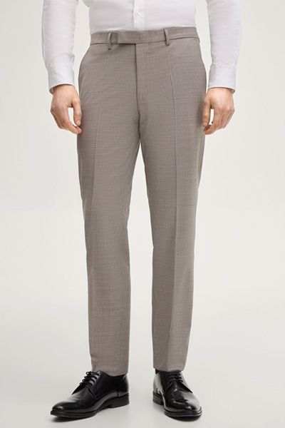 Baukasten Brad Beige Melange Anzughose Leichte Wollmischung