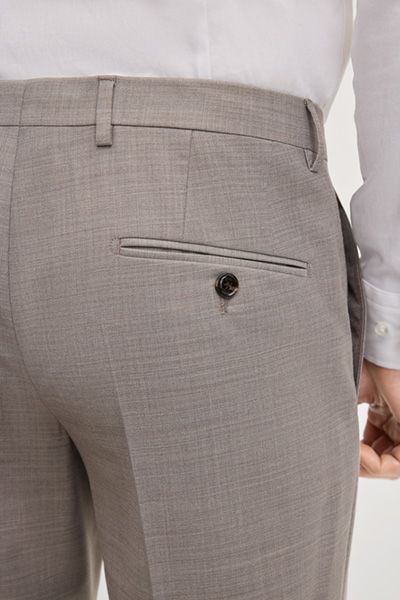 Baukasten Brad Beige Melange Anzughose Leichte Wollmischung