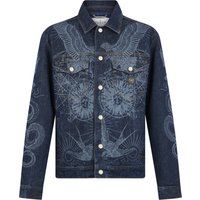 Denim-Truckerjacke mit Grafik-Print