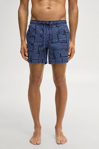 Badeshorts mit geometrischem Logoprint