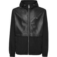 Leder-Mix Kapuzenjacke