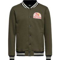 Retro-Collegejacke mit Motorrad-Grafik