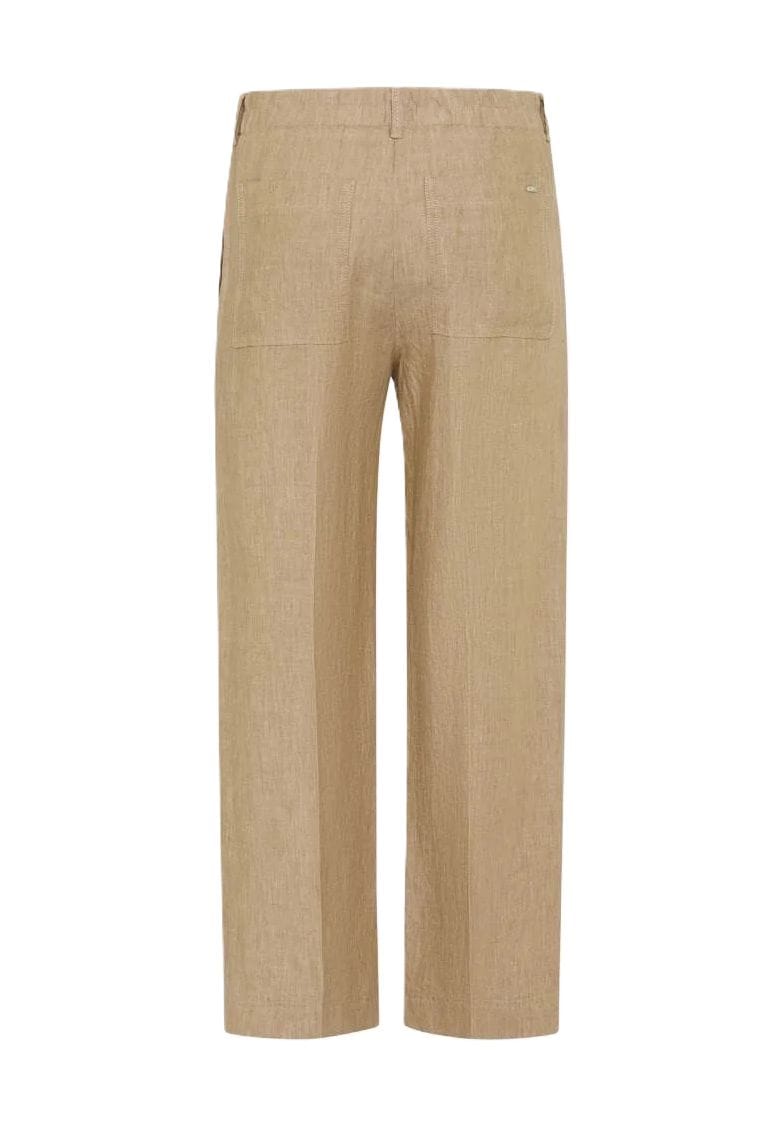 Damen Leinen Weitbein Cropped Hose