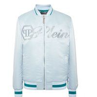 Satin-Bomberjacke mit Strassstein-Logo