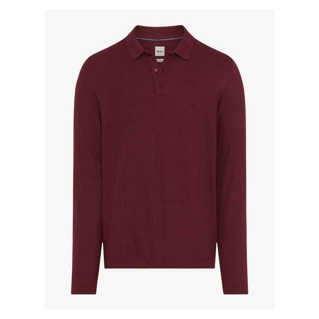 Klassisches Feinstrick Langarm-Poloshirt