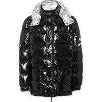 Hochglanz-Daunenjacke mit silberner Kapuze