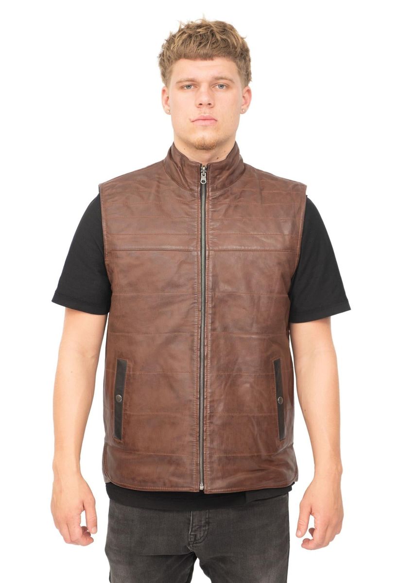 Wendegilet aus gestepptem Nappaleder