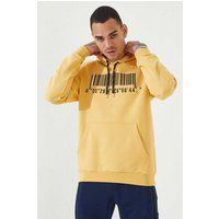 Fleece-Kapuzenpullover mit Barcode-Grafik
