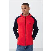 Plüschiger Kapuzenpullover mit Color-Blocking