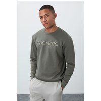 Fleece-Sweatshirt mit Grafik-Stickerei