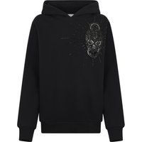Mit Strass verzierter Totenkopf-Fleece-Hoodie