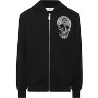 Kapuzen-Sweatjacke mit Strass-Totenkopf