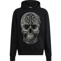 Kapuzen-Sweatshirt mit Totenkopf aus Strass