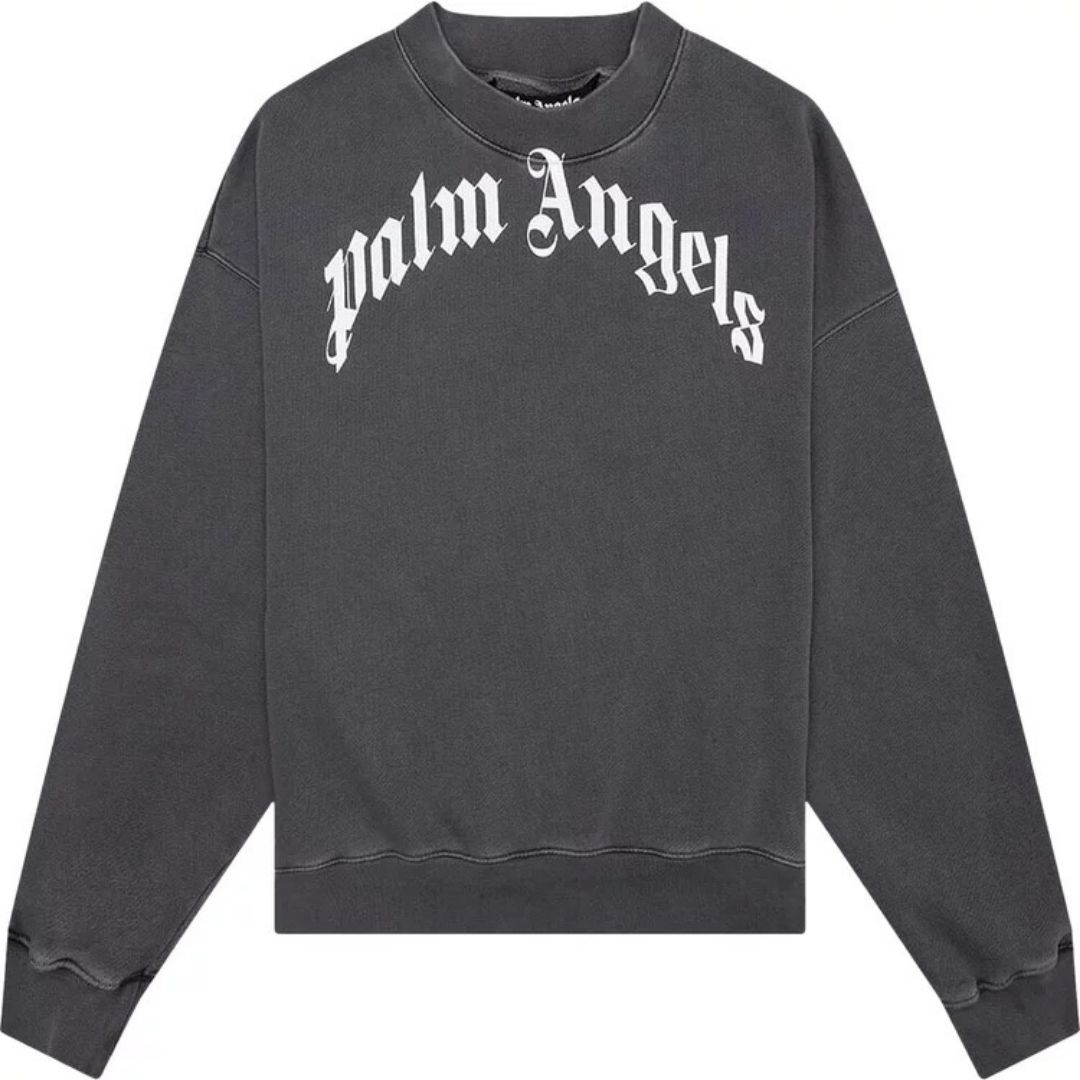 Gewaschenes Baumwoll-Sweatshirt mit Rundlogo