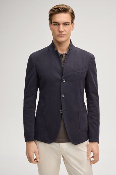 Joop! Jeans Marineblau Baumwollmischung Stehkragen Blazer Sakko