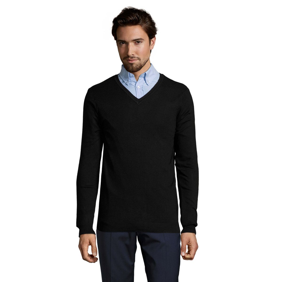 Klassischer Strickpullover mit V-Ausschnitt
