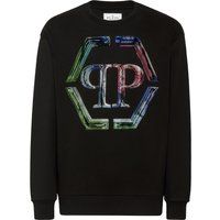 Baumwoll-Sweatshirt mit Kristall-Sechseck-Logo