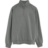 Baumwoll-Sweatshirt mit Zip-Kragen und Stickerei